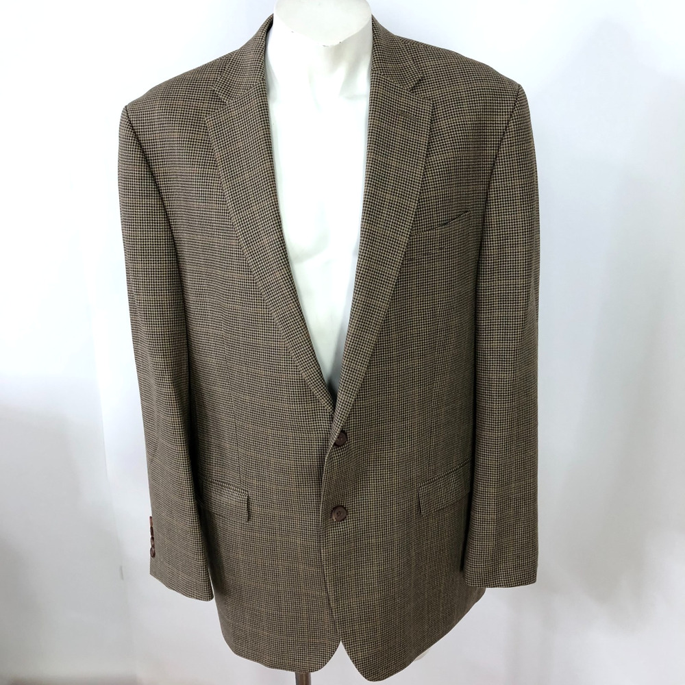 Lauren Ralph Lauren Green Label 44LHoundstooth Wool Silk Sport Coat Jacket Brown